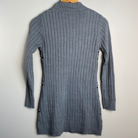 Giovana Women's Gray Long Sleeve Eye Like‎ Patterned Mini Sweater Dress Medium - Picture 7 of 16
